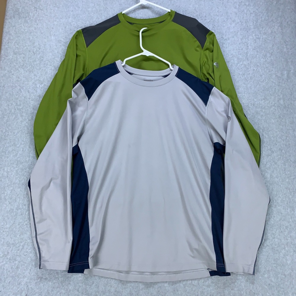 Mountain Hardwear Performance Shirt Mens M Green Grey Lot of 2 LS OM3986 *